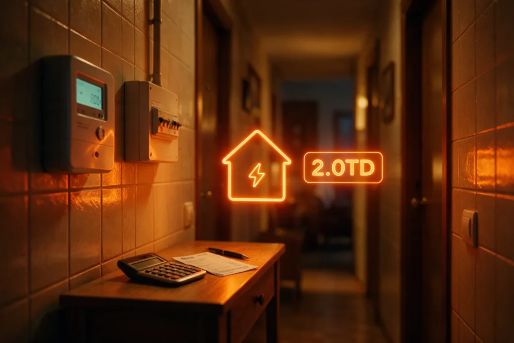 Tarifa 2.0TD: contador digital y cuadro eléctrico de una vivienda